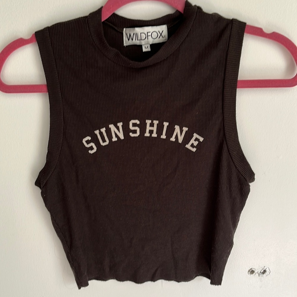 Wildfox sunshine white wine crop top